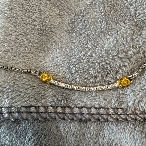 David Yurman Sterling Silver Bar Necklace With 18k Yellow Gold - Picture 11 of 14